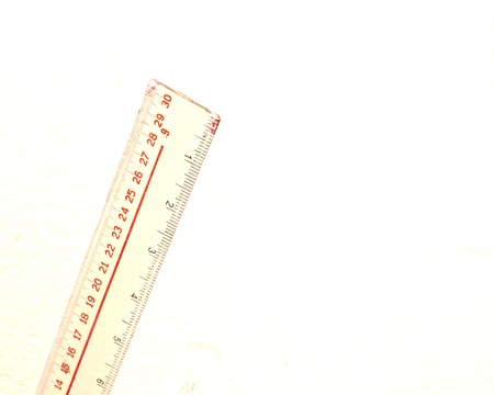 Ruler on white background red and black numbersの写真素材