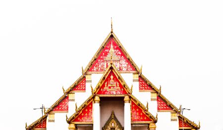 The buddhist Churches of red isolated in Thailandの写真素材