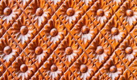 Carved wooden Thai style texture backgroundの写真素材