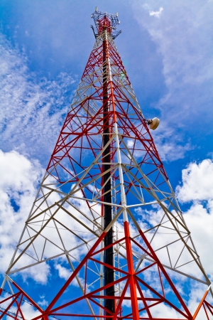 Radio tower  and the blue sky and cloudsの写真素材