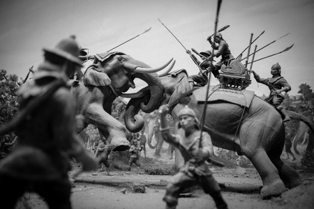 Memorial of Military war elephants in the past of Thailandのeditorial素材