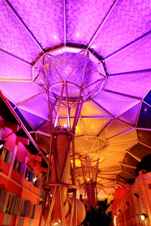 Clarke Quay A night life place of Singapore  Lively and fun place  with very modern walkway roof coverのeditorial素材