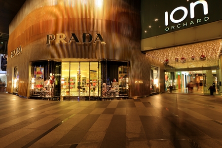 Beautiful shot of Prada store at orchard ionのeditorial素材