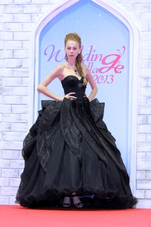 Wedding Village December 6 8th Dec  2013 is Singapores Largest Thematic Wedding Exhibition in Singapore   Exclusive Bridal Show with models strutting down the runway, donning beautiful Wedding and Evening Gowns provided by The Gown Warehouse  There is alのeditorial素材