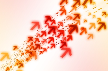 Abstract red and orange arrow line background.