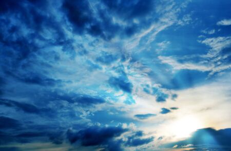 blue sky with sunray.の写真素材