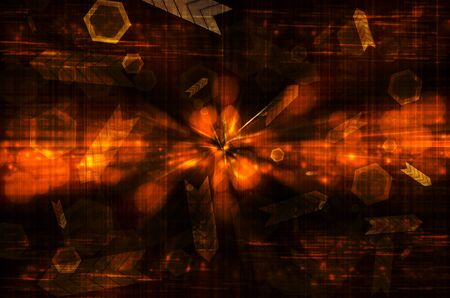abstract dark orange technology backgroundの写真素材