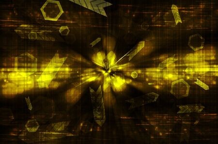 abstract dark yellow technology backgroundの写真素材