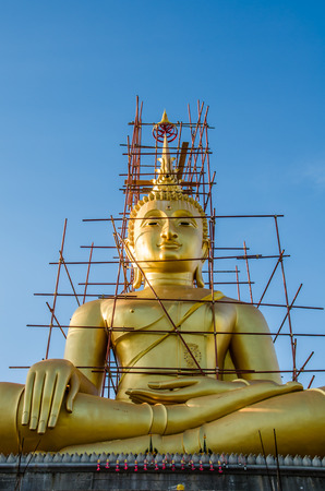 Buddha statue under construction at the temple of Thailand.の写真素材
