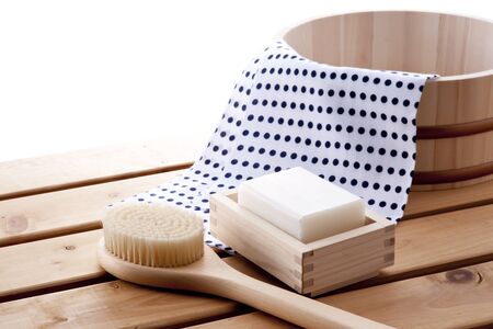japanese taking bath style imageの写真素材