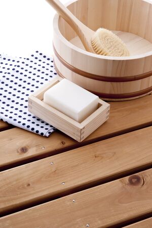 japanese taking bath style imageの写真素材
