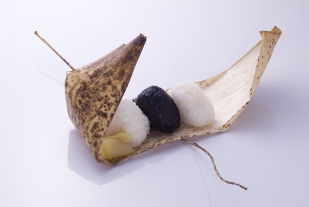 rice ball wrapped bamboo sheathの写真素材