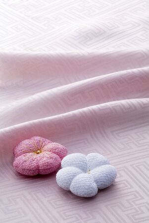 japanese handmade object  on pink textureの写真素材