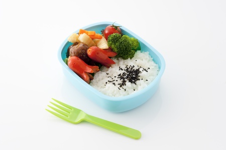 japanese lunch box on white backgroundの写真素材