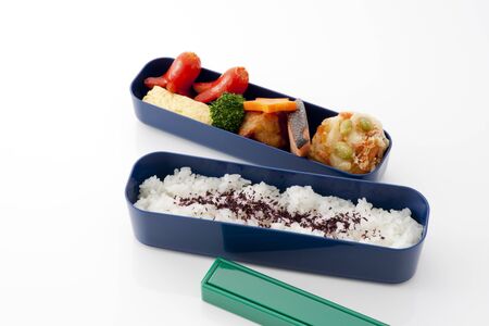 japanese lunch box on white backgroundの写真素材