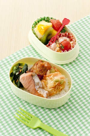 japanese lunch box on white backgroundの写真素材