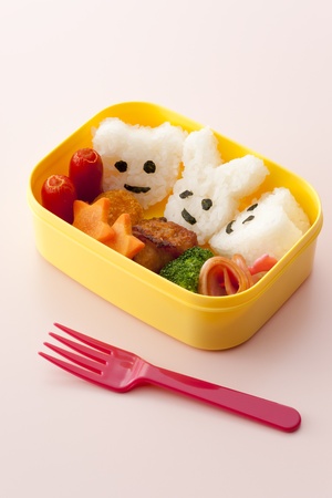 bamboo japanese lunch box and chopsticksの写真素材