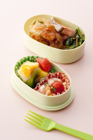 japanese lunch box on white backgroundの写真素材
