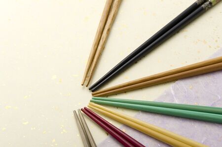 various colorful chopsticks on japanese paperの写真素材