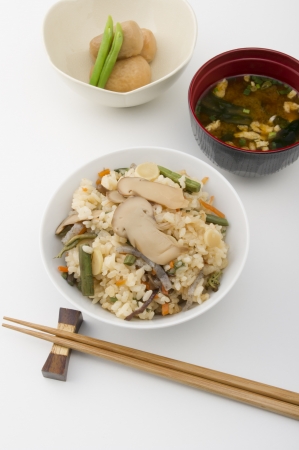 delicious traditional japanese foods and chopsticksの写真素材