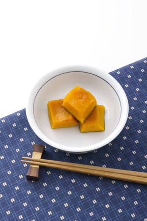traditional japanese food, boiled pumpkinの写真素材