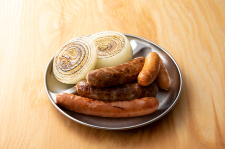 Camping Cooking Sausagesの写真素材