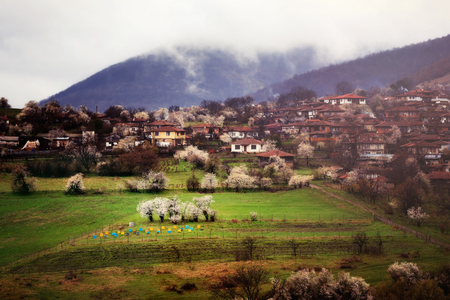 View of the village Jeravna. Bulgaria, Europe. Balkan mountainsの写真素材