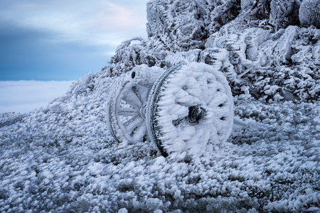 Gun on Shipka peak in Balkan mountainの写真素材