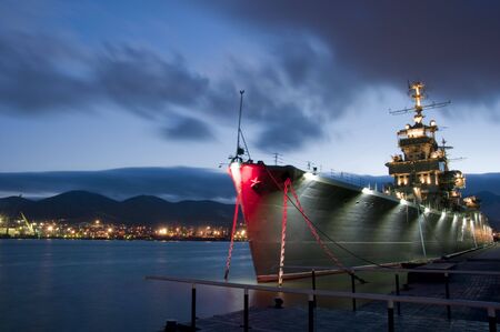 Night view of the port of Novorossiysk on the Black Seaの写真素材