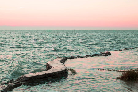 Sunset by the beachの写真素材
