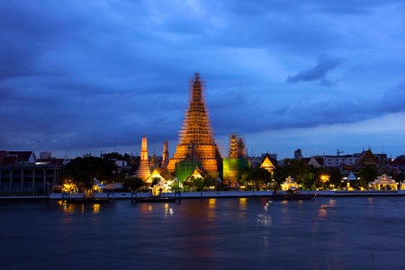 The temple in Bangkok by the riverの写真素材