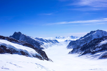 Snowy Alps in Switzerlandの写真素材