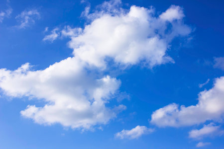 Blue sky with white clouds in summerの写真素材