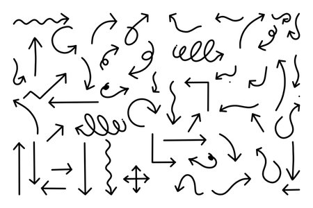 Hand drawn arrow vector icons set. sketch arrow design for business plan and education.のイラスト素材