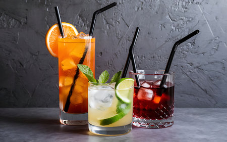 Three classic cocktail glassesの写真素材