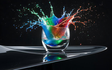 Cocktail in glass with splashes