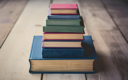 Stack of books, education and learning backgroundの写真素材