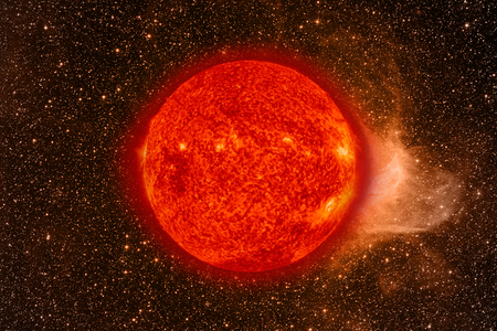 Solar System - Sun. It is the star at the center of the Solar System. Sun is a G-type main-sequence star and it is informally referred to as a yellow dwarf.の写真素材