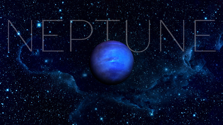 Solar System - Neptune. It is the eighth and farthest planet from the Sun in the Solar System. It is a giant planet. Neptune has 14 known satellites. Elements of this image furnished by NASA.の写真素材