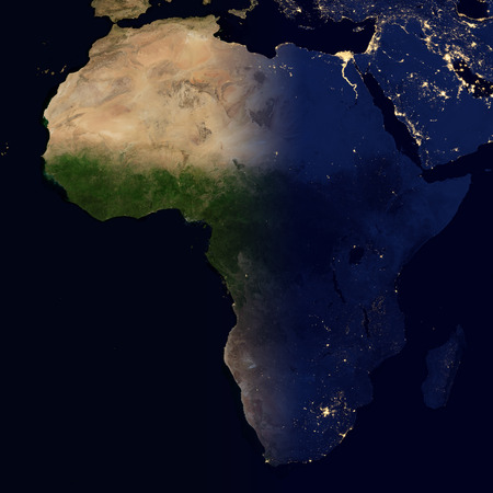 City lights on world map. Africa.の写真素材