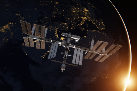 International Space Station over the planet Earth.