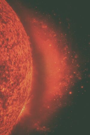 Solar System - Sun. It is the star at the center of the Solar System. Sun is a G-type main-sequence star and it is informally referred to as a yellow dwarf. Elements of this image furnished by NASA.の写真素材