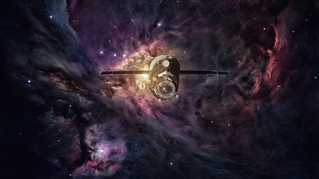Spacecraft Progress orbiting the nebula.の写真素材