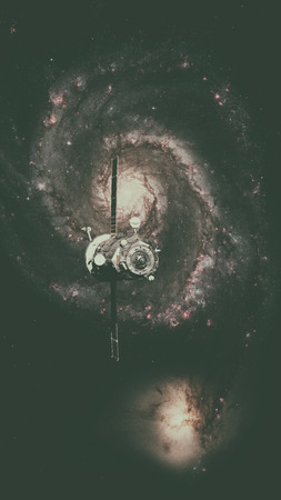 Spacecraft Progress orbiting the galaxy. Elements of this image furnished by NASA.