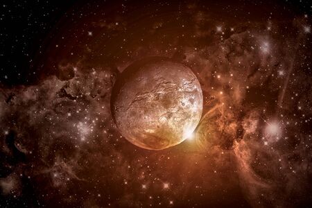 Charon is the largest of the five known moons of the dwarf planet Pluto. Retouched image.