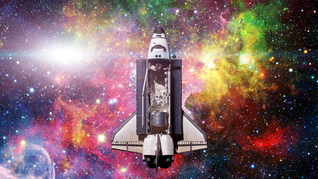 Space shuttle spaceship in universe.の写真素材