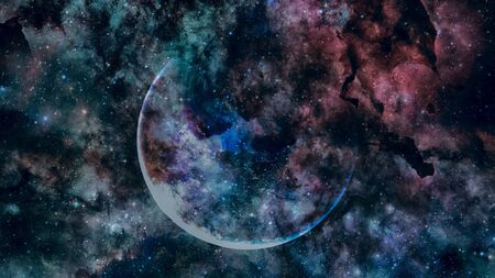 Earth and galaxies in space.の写真素材