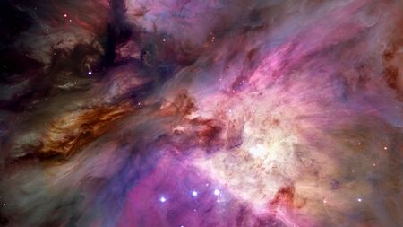 Fiery explosion in space. Abstract illustration of universe.