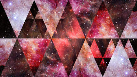 Universe, nebula, galaxy and the sacred geometry collage. Abstract outer space.
