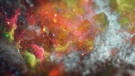 Nebula in space. Science fiction art with small DOF.